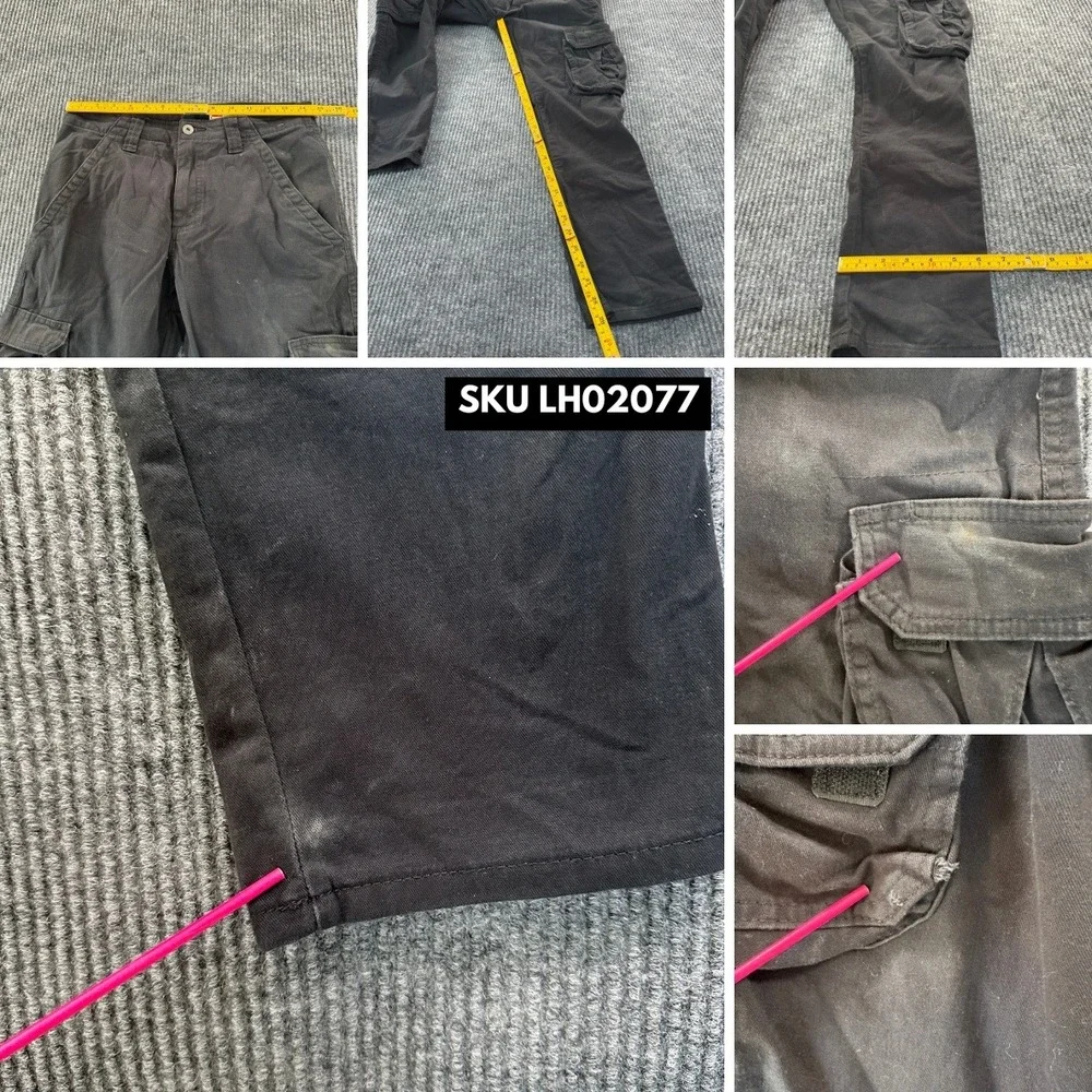 Wrangler Mens Regular Taper Cargo Pants 28x30 Black Stretch Utility